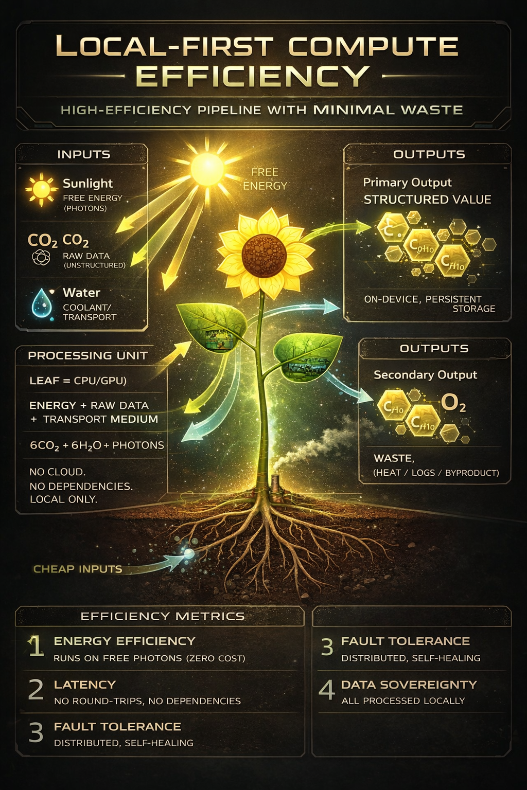 Local-first compute efficiency diagram